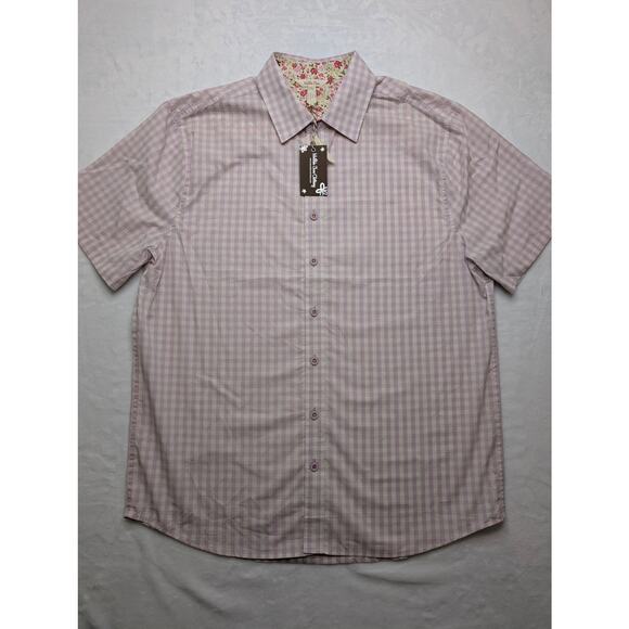Matilda Jane Mens Button Down Shirt - Size Large Purple Gingham Floral NWT - Picture 3 of 7